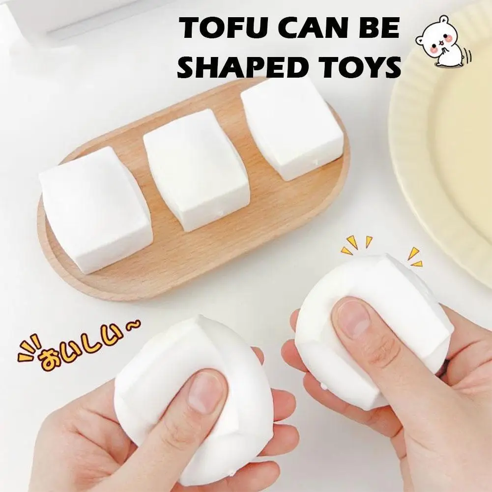 

Tofu Relief Stress Balls Fidget Toys Slowing Rising Toys Soft Novelty Squeeze Tofu Decompression Toy for Kids Antistress T1B0