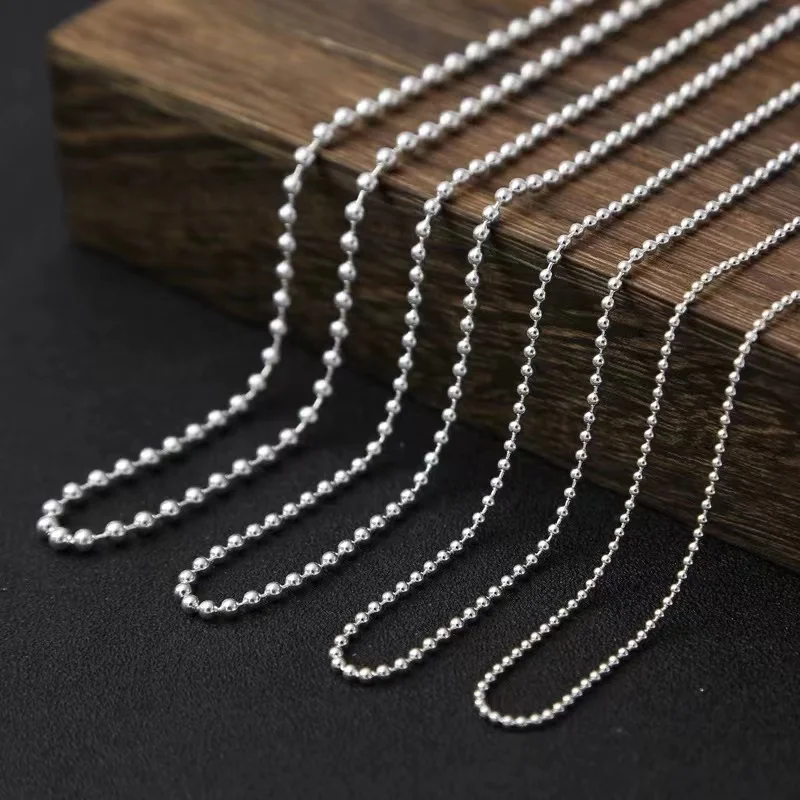 

Popular 925 Sterling Silver Round Bead Necklace Simple Charm Choker Round Bead Necklace Birthday Party Gift for Women Fine Jewel