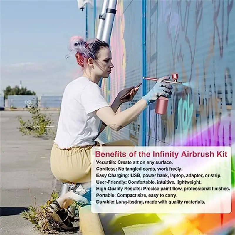 SDFC-Airbrush Set - Handheld Airbrush Compressor Cordless Automatic Metal For Nail Art, Cosmetics, Cake Decorating