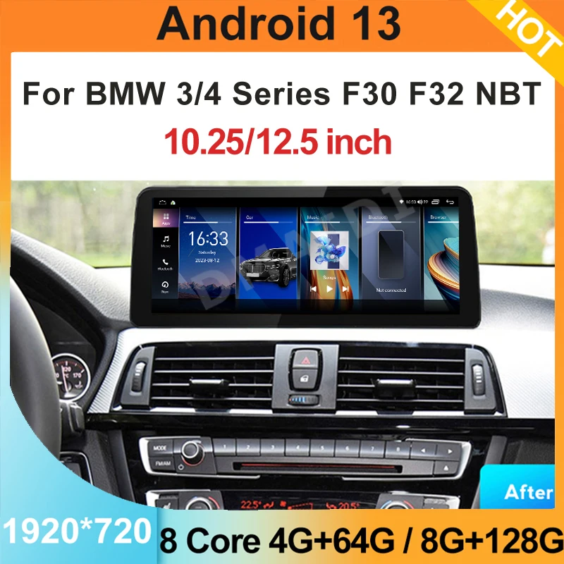 Android 13 Gps Navigation Video Player Wireless Carplay 128G MTK7862 ID8 UI For BMW 3/4 Series F30 F31 F32 F3 F34