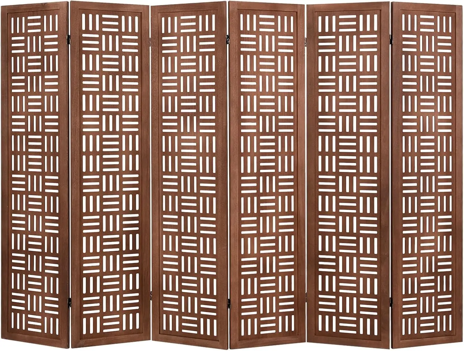 6 Panels Room Divider - Folding Room Dividers with Carved Cutout Pattern & Solid Wood Frame, Fully Assembled, Antique Partition