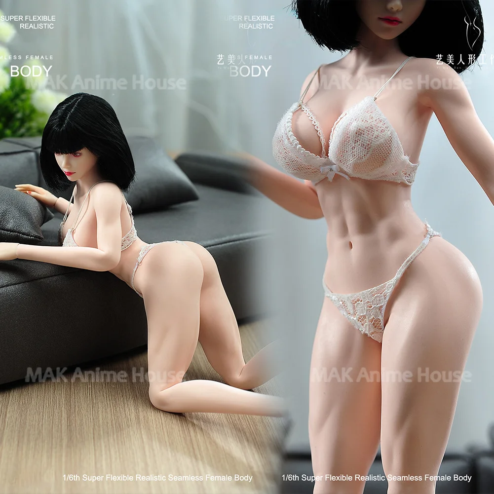 

In Stock 1/6 Plump Super Big Hip Breast Slender Waist Seamless Fitness Muscle Body 12'' Female Flexible Action Figure Doll