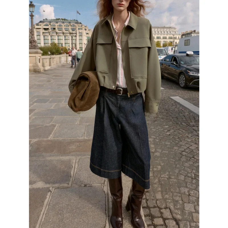 Otoño Invierno nuevas mujeres Casual Sle Long Sve dobladillo plisado piloto Jaet abrigo suelto ajuste ort longitud botón cierre Polyes...