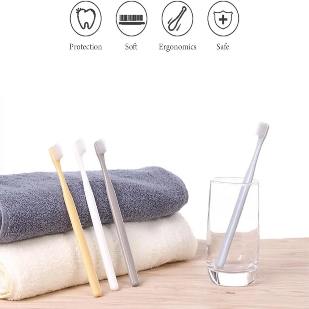 4PCS 부드러운 강모 작은 머리 칫솔 민감한 잇몸 치아를위한 북유럽 컬러 핸들 슈트 개인 위생 관리 액세서리