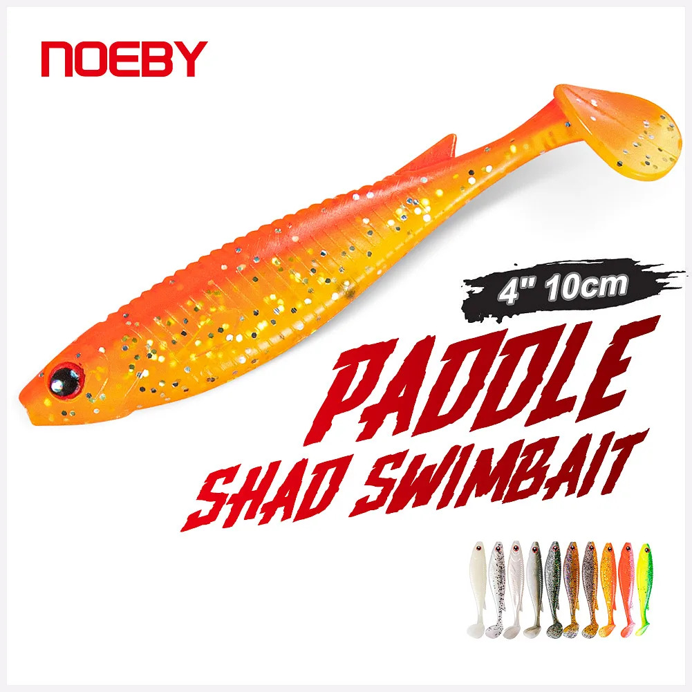 NOEBY Мягкая приманка из ПВХ с веслом и хвостом Shad 100 мм 115 мм Воблер Swimbait Джиг-головка 3D глаза Искусственная мягкая приманка для ловли щуки и карпа