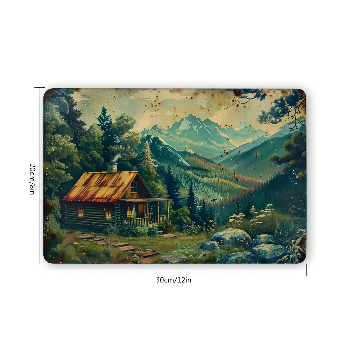 Room Decor 1pc Vintage Mountain Peak Lodge Metal Tin Sign, Rustic Iron Wall Art for Home, Bedroom, Restaurant, Bar, Cafe, Sch
