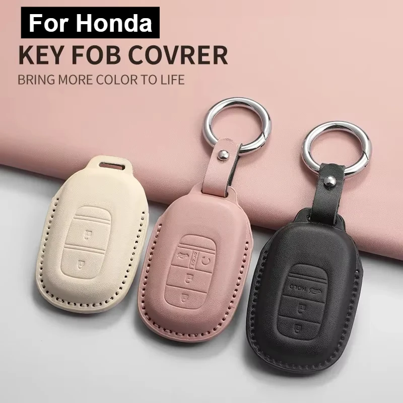 Car Key Cover Case Shell Fob for Honda 2022 2023 2024 2025 for Civic for Accord for CR-V for HR-V for Pilot PU Key Accessories
