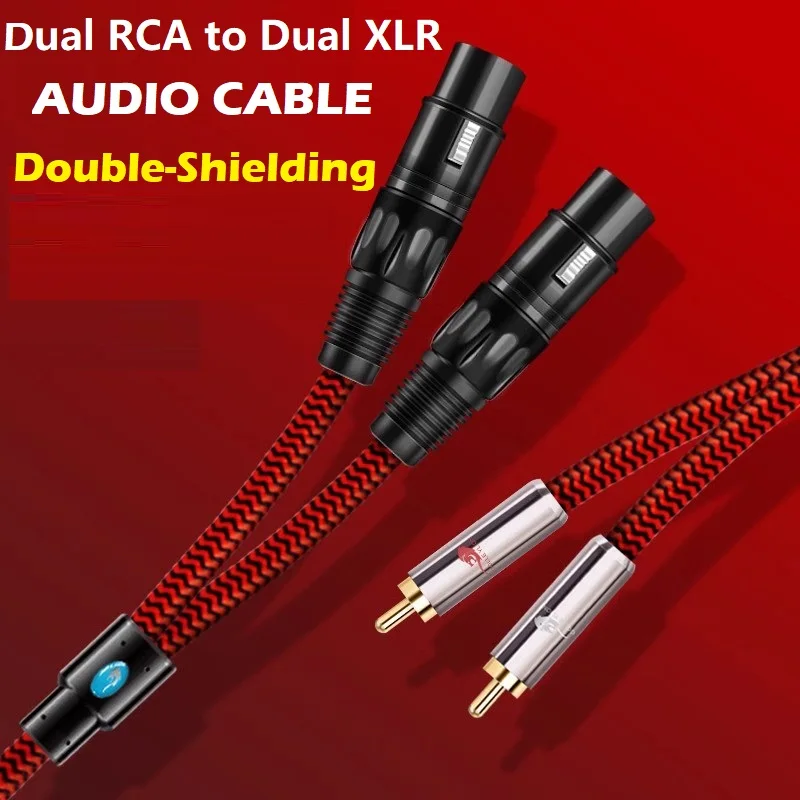 

2 RCA Male to Dual XLR Female Audio Cable for Amplifier Mixer Consoles Speaker Home Theater Hi-fi Stereo System Shielding Cords