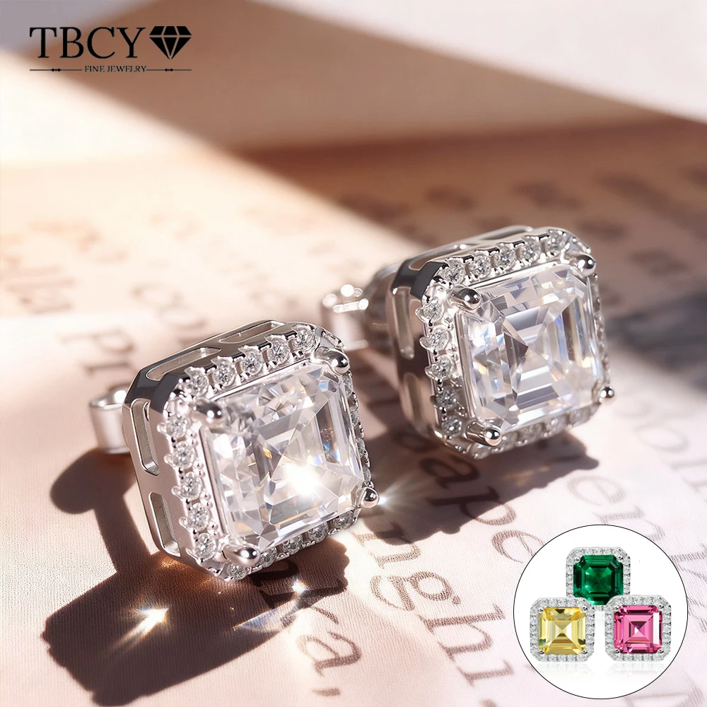 TBCYD 2CT Asscher Cut Moissanite Earrings D Color VVS1 Moissanite Earrings For Women S925 Silver GRA Fashion Fine Jewelry Gifts