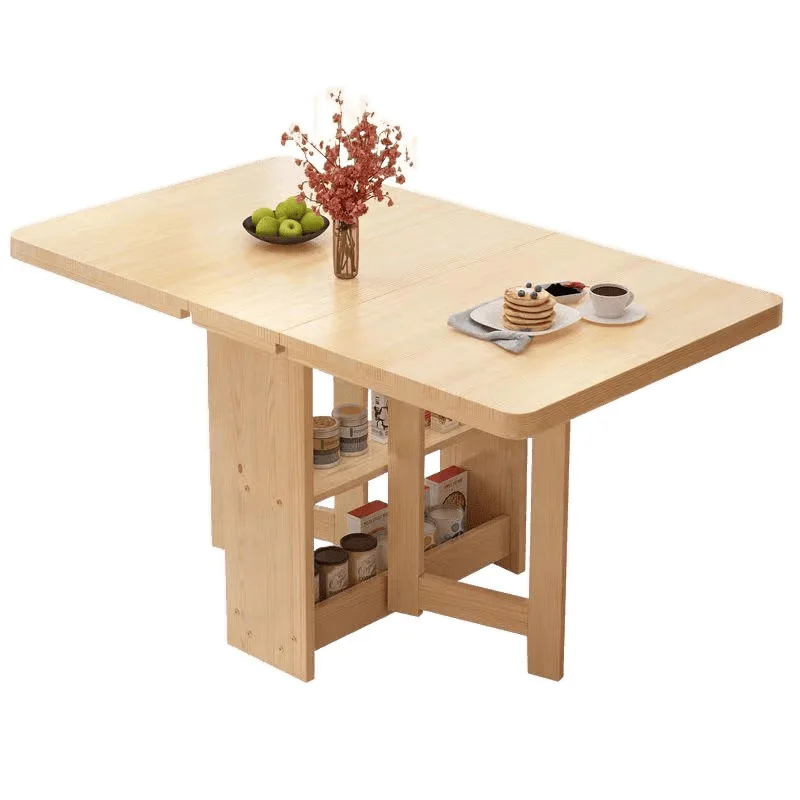 

Solid wood folding dining combination dual-purpose small apartment integrated table rectangular living room