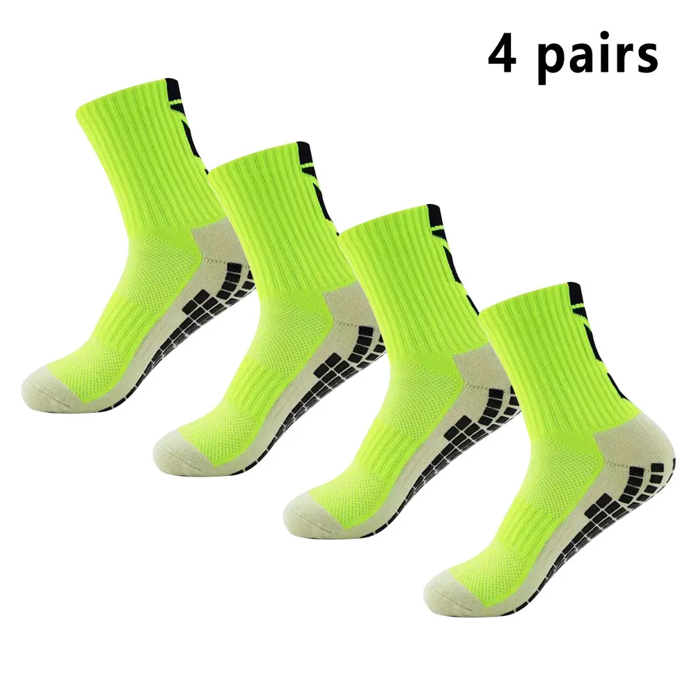 4 pairs of football socks sports socks men\'s mid-calf socks silicone non-slip dot socks basketball yoga socks