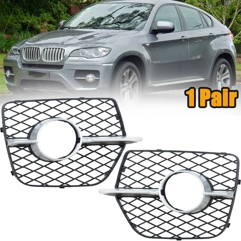 

Для BMW X6 E71 E72 2008 2009 2010 2011, левый/правый глянцевый черный передний бампер, противотуманные фары, решетка, крышка 51117176277 511176278