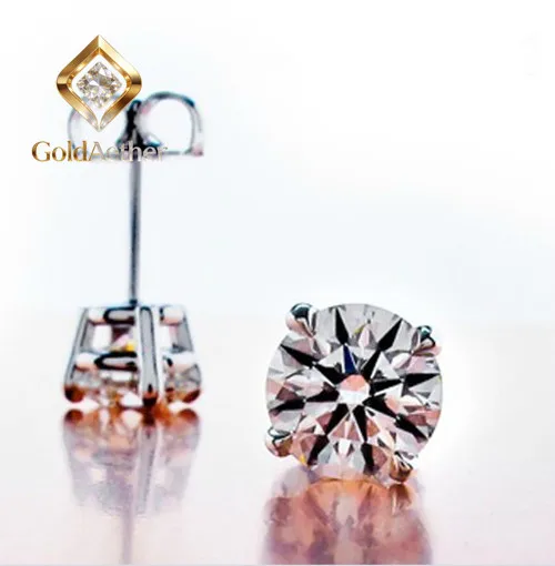 

Серьги-гвоздики GoldNouveau с муассанитом D 2 карата (по 2 карат) из белого золота 18 карат, женские, для помолвки