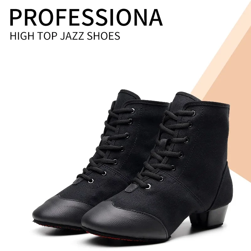 Jazz Dance Shoes Women Adult  Shoes Lady Square Dance  Soft Soled Dance Women\'s Boots High Top Canvas Sneakers