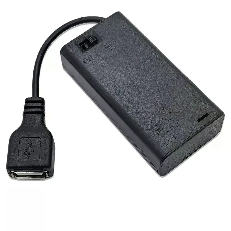 

1/4 упаковки USB-гнездового держателя батареи 2 * AA 3 В с переключателем и крышкой, идеально подходит для комплекта светодиодных фонарей для строительных блоков