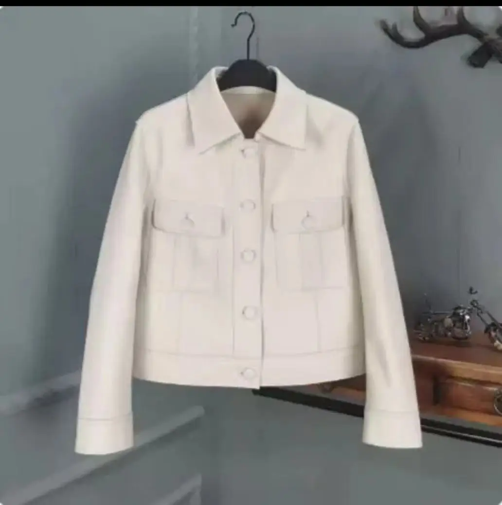   เสื้อแจ็คเก็ตหนังแฟชั่นสำหรับผู้หญิง แขนยาว สไตล์ลำลอง ทรงเข้ารูป ใส่ได้ทั้งฤดูใบไม้ผลิและฤดูใบไม้ร่วง ทรงหลวม