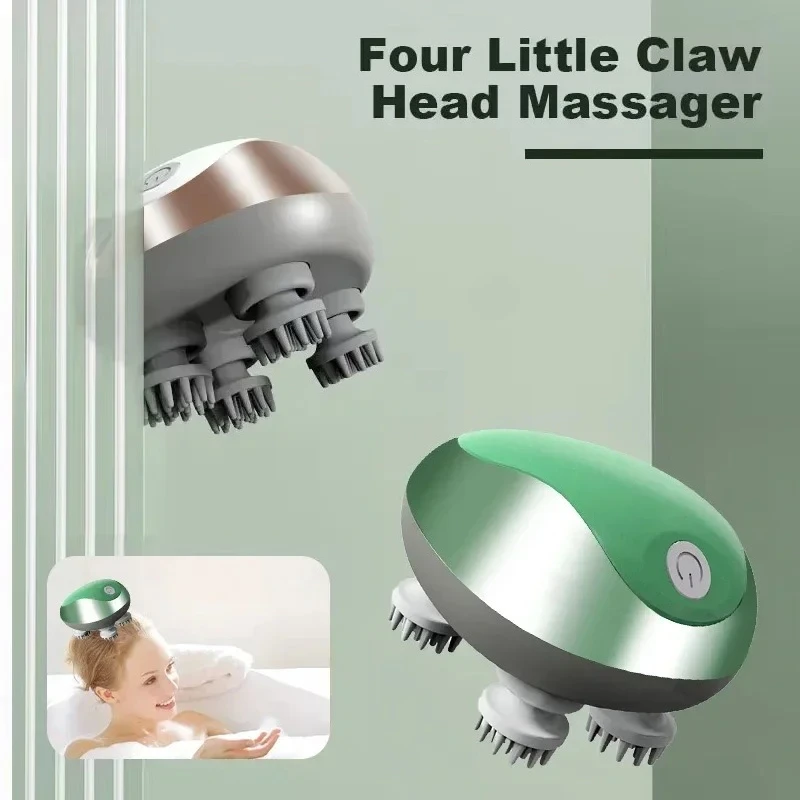 Electric Head Massager Silicone Scalp Magnetic Suction Charging Silicone Shoulder Multifunctional Kneading Vibration Head Spa