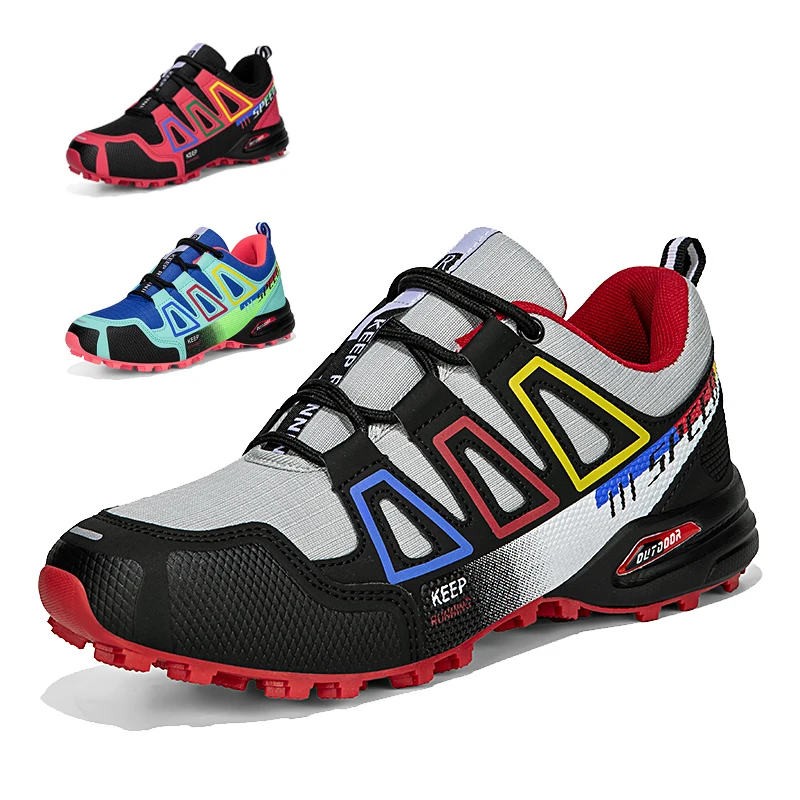 Womens Waterproof Hiking Shoes Outdoor Trail Running Shoes Lace-up Sneakers Trekking Shoes Anti-slip Travel Camping Bike Shoes
