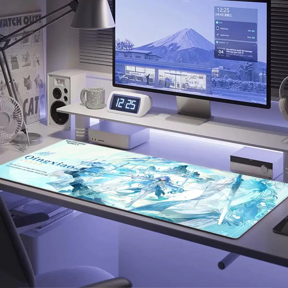 Larger Mouse Pad HD Printing Qingxiao Gaming Wuthering Waves Anime Girl Keyboard Non-Slip Rubber Desk Mat Office HYBXAXC Carpet