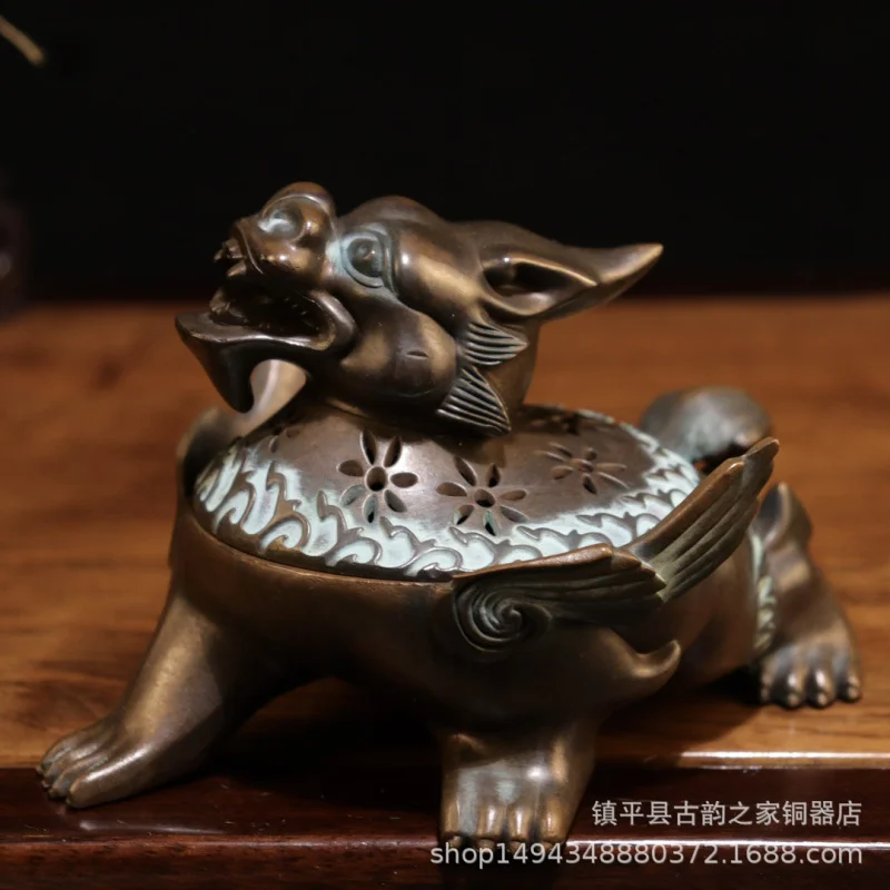 Alloy Surface Electroplated Red Copper Classic Antique Animal Zen Flying Pixiu Incense Burner