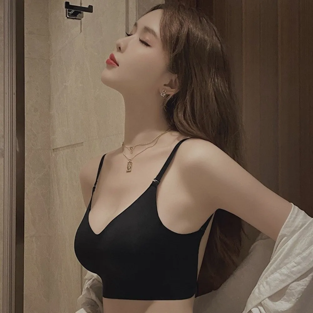 New Invisible Backless Bras Solid Color U-shaped Small Bust Push Up Bras Thin Adjustable Straps Sling Underwear For Women