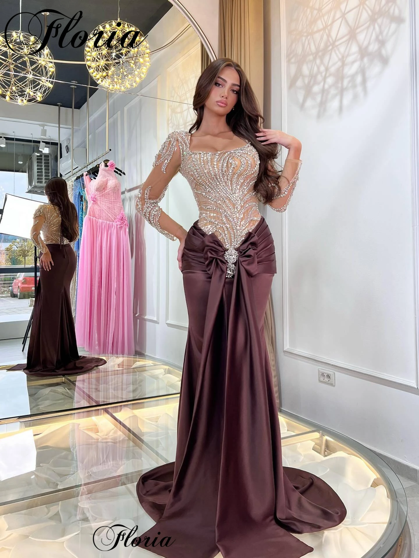 Newest Designer Celebrity Dresses Mermaid Vintage Women Evening Dresses Crystals Birthday Dresses Vestidos De Noche Customized