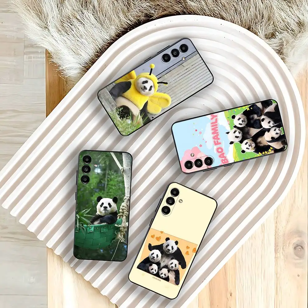 

F-Fubao family Cute Panda Phone Case For Samsung Galaxy A73,31,32,72,41,53,52,71,22,5G,Note,J7,8,9 Soft Black Cover