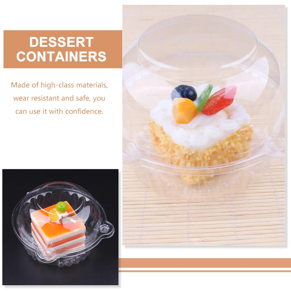 50 Pcs Cake Cup Clear Container with Lid Mini Cupcake Carrier Dessert Containers Visible Jelly