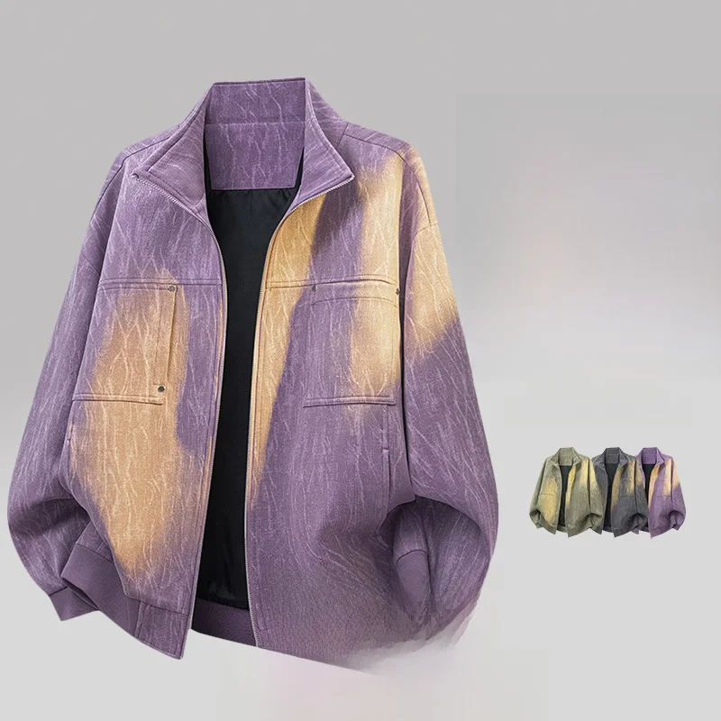 

Large Size Workwear Jaet Men's Casual Outdoor Utili Zipper Collar Dyed Jaet Autumn 2025 New Design Versatile Outerwear