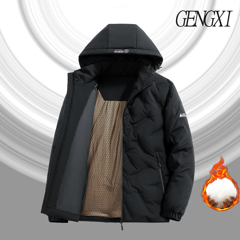 وصول شتاء جديد: سترة رجالية مقاومة للماء باللونين الأسود والذهبي مقاومة للرياح ودافئة من ريش البط الأبيض ملابس غير رسمية عصرية