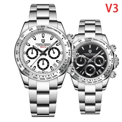 PAGANI DESIGN New Stainless Steel Bezel Men Quartz wristwatches Luxury Sapphire Glass Chronograph VK63 Watch Men reloj hombre