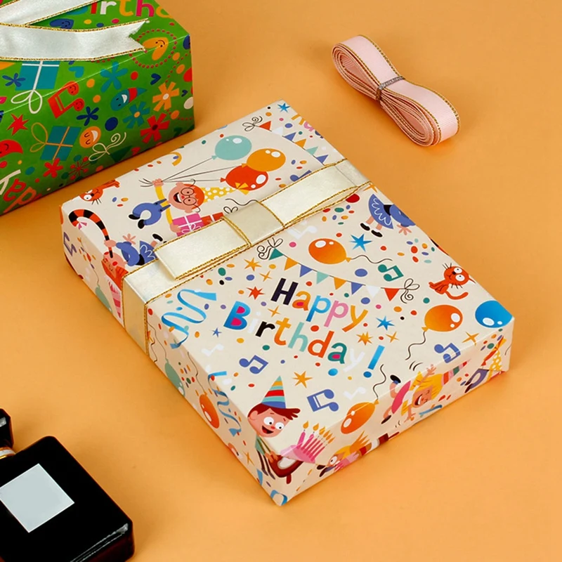 12Pcs Wrapping Paper Sheets With Ribbon,For Birthday Party Wrapping Paper Gift Wrap Papers,Present Gift Wrapping Paper