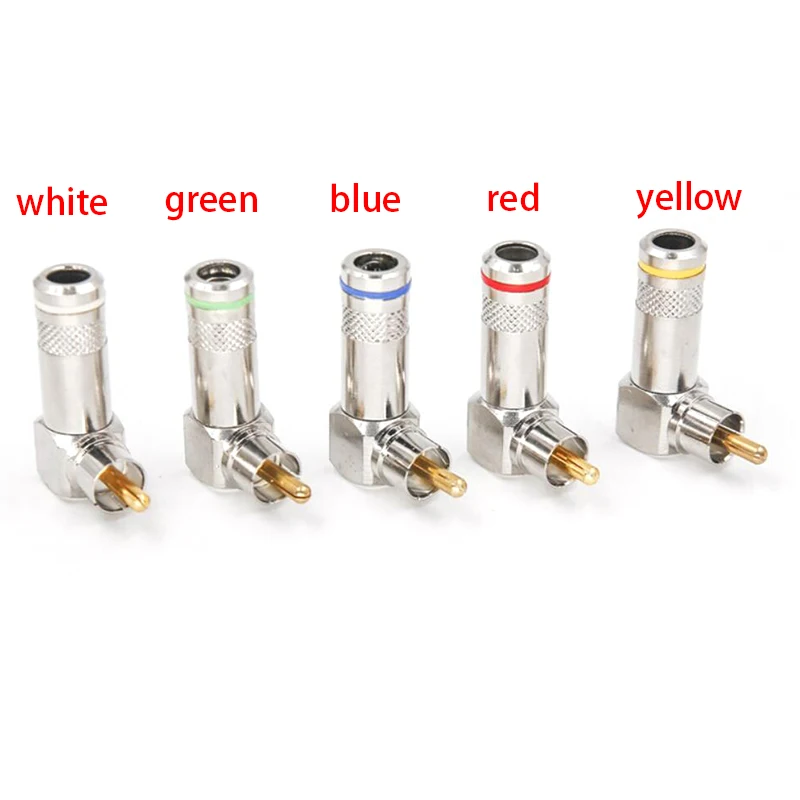 1PC P737 L-Type RCA Right Angle Connector 90-Degree Elbow Solder Free Lotus Plug AV Color Difference Line Audio