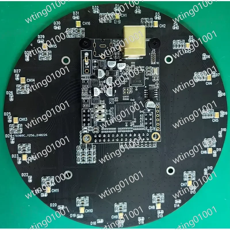 for USB Audio Adapter with 16 Mic Array Circular Beamforming and 32 LED Visual Directional Display for PC Recording
