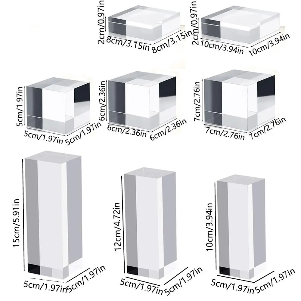 Espositori per gioielli solidi Espositori per espositori a cubo acrilico in cristallo K9 lucido Blocco piedistalli artigianali con spessore