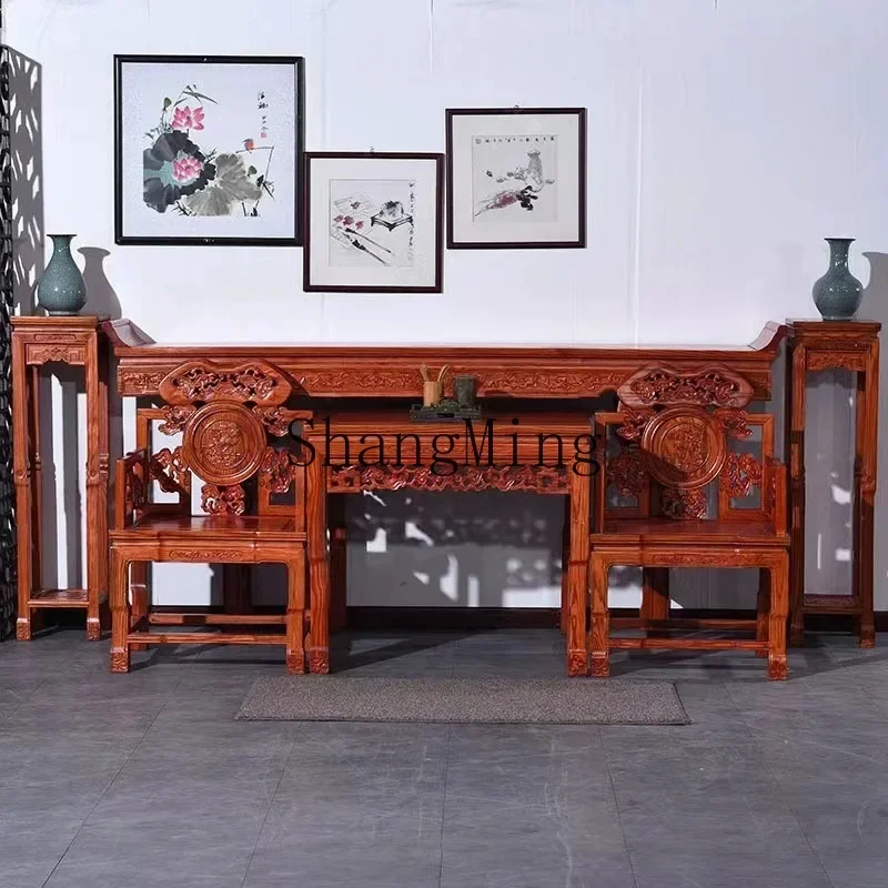 

SM Zhongtang four-six-piece set, all solid wood rural living room, ancestral hall house, Buddhist niche, Chinese style table