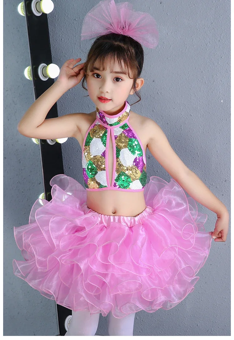 فستان رقص حديث مطرز للفتيات ، ملابس قاعة الرقص ، ملابس المسرح ، فستان أميرة الزفاف ، أزياء رقص الجاز ، توتو