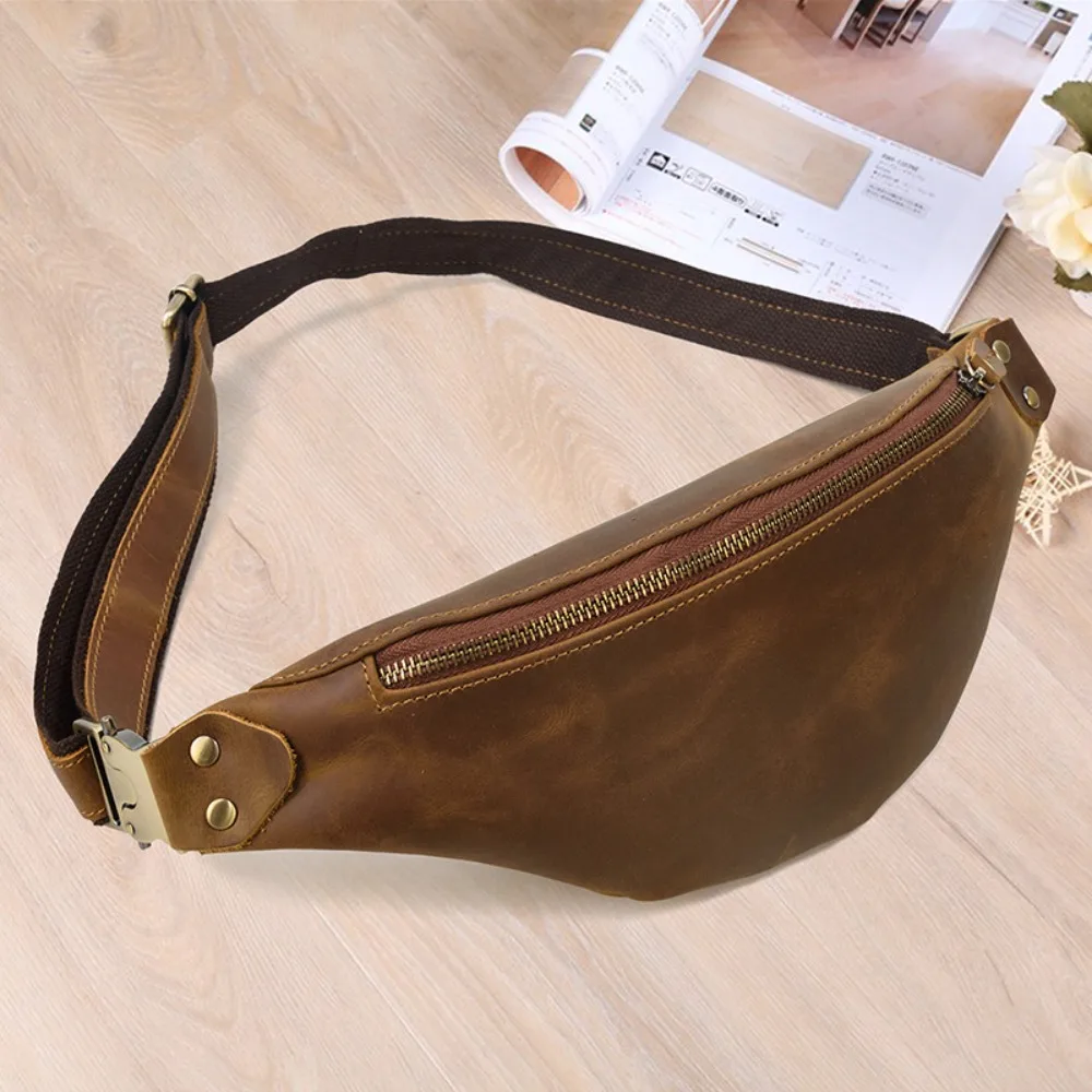 

Retro Premium Men's Waist Versatile Bag Multifunctional Stylish Simple Leather Messenger Breast Bag Portable Travel