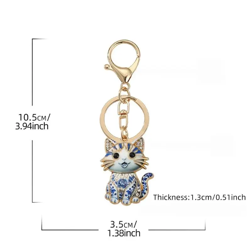 Katzen-Schlüsselanhänger im Paar-Stil, Emaille-Legierung, Kätzchen-Anhänger, 5 Farben, trendiger Schlüsselring für Männer und Frauen, zur Dekoration von Handtaschen und Rucksäcken – Detail 1
