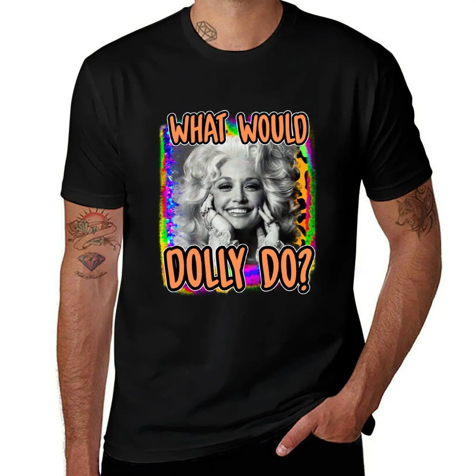 

What would Dolly do wwdd Cute cheetah print Tie dye funny Dolly Parton country music vintage hair retro T-Shirt