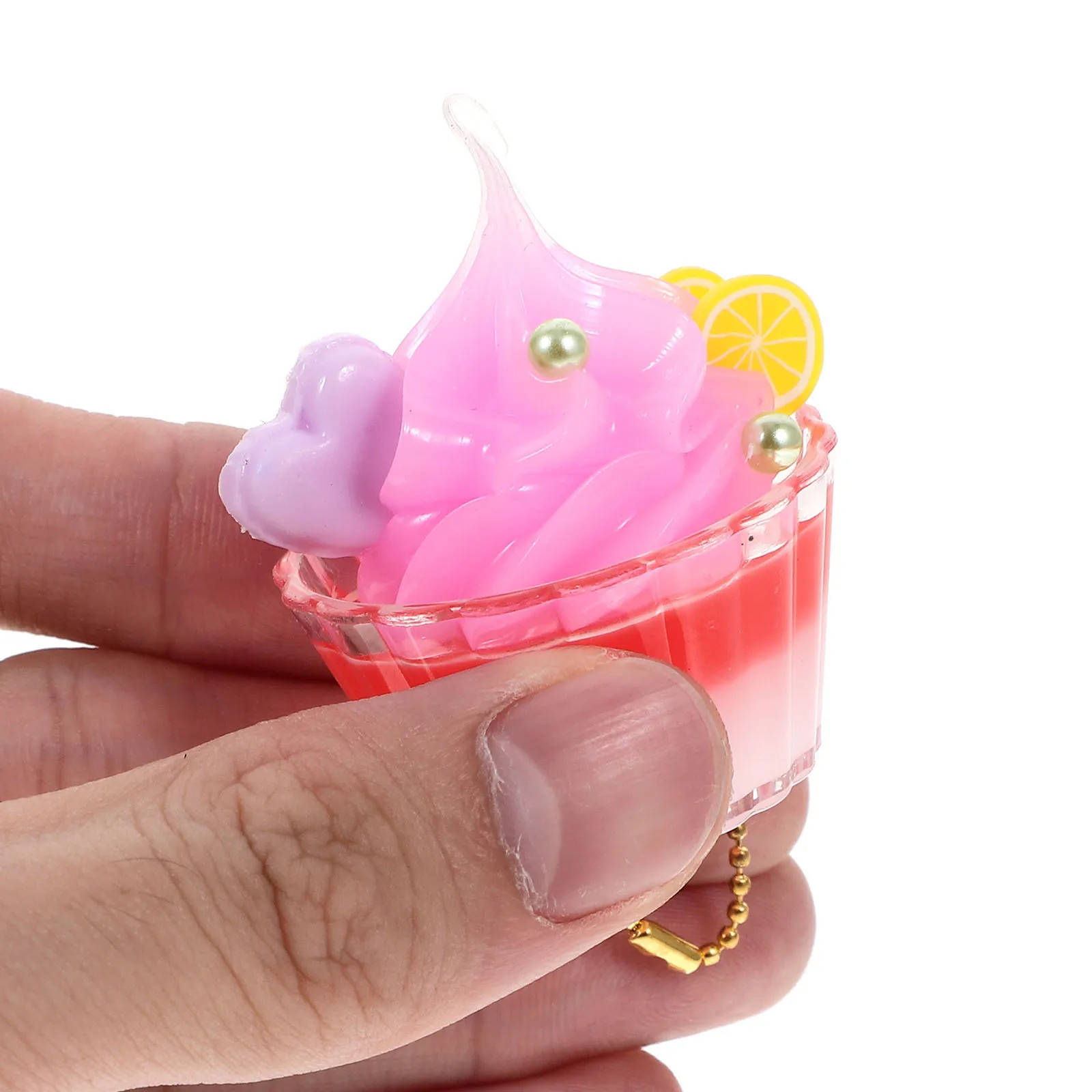 

4Pcs Ice Cream Cup Keychain Hanging Decor Cute Pendant for Bag Purse Phone Charm Kawaii Accessories Sweet Dessert Style