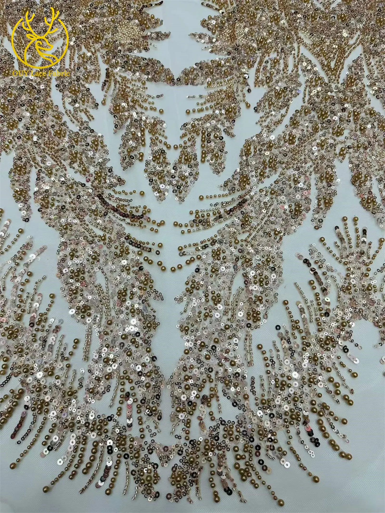 Modischer französischer Mesh-Spitzenstoff mit Perlen, 2026 Neues Design, afrikanischer Pailletten-Spitzenstoff, nigerianischer Tüll-Spitzenstoff für Hochzeitskleider – Detail 13