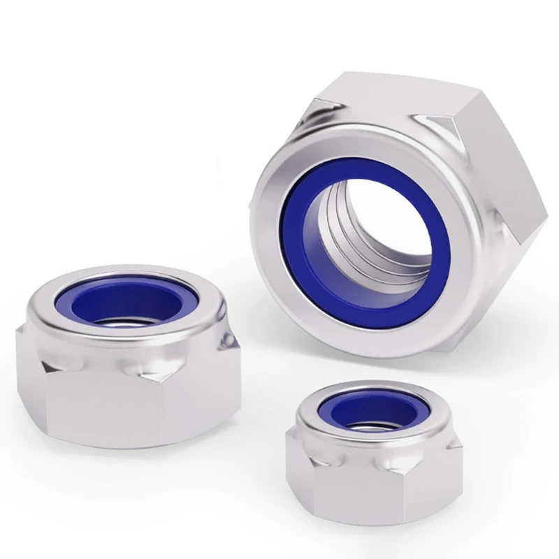 6061 #   الألومنيوم 5 قطعة/الوحدة M3 M4 M5 M6 M8 M10 مع حلقة النايلون الذاتي قفل عرافة المكسرات Locknut DIN985