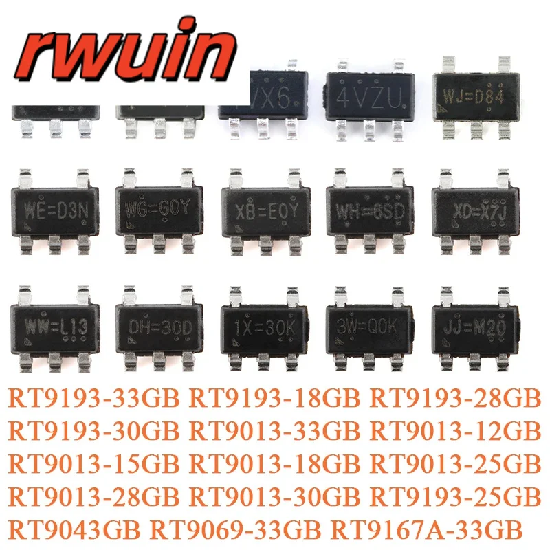 20pcs/10pcs RT9193-25GB RT9069-33GB RT9193 RT9013 -15GB 18GB -28GB -30GB SOT-23-5 RT9043GB RT9167A-33GB 300mA LDO Regulator Chip