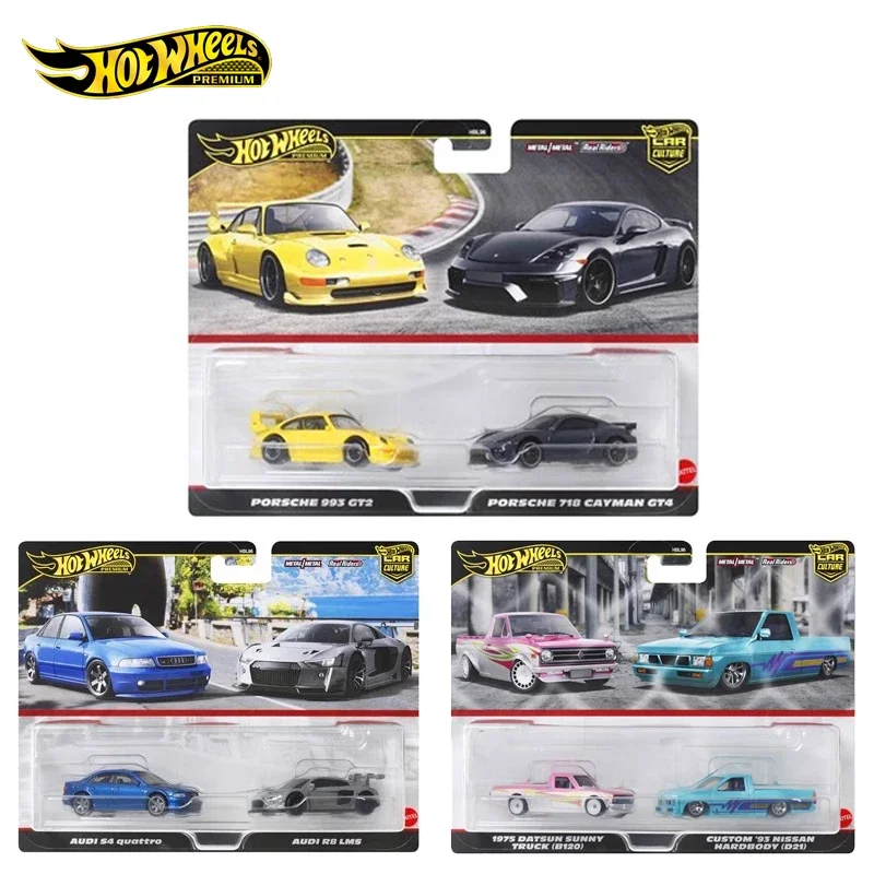 Genuine Hot Wheels Premium Car Culture Boy Toys 1:64 Diecast Audi Quattro Nissan Hardbody Datsun Sunny Truck Porsche Cayman Gift