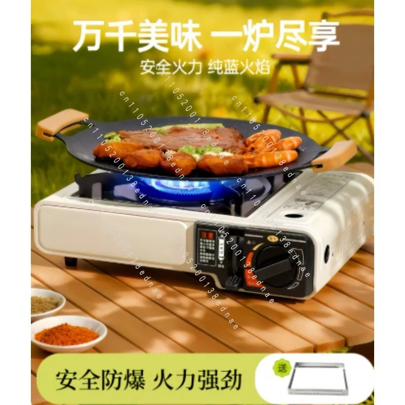 Cassette Stove Double Head Gas Stove, Double Eyes Stainless Steel Outdoor Portable Gas Stove Camping Cooker