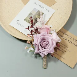 Ramillete de Boutonniere y muñeca para boda, suministros de boda, arte de flores de simulación, celebración de negocios, invitados de apertura, 473