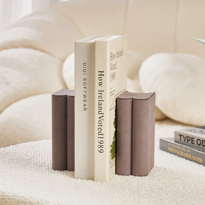 1pc New Chinese Style Wooden Leather Book Stand Decoration Office Living Room Sales Office Model Room Soft Decoration