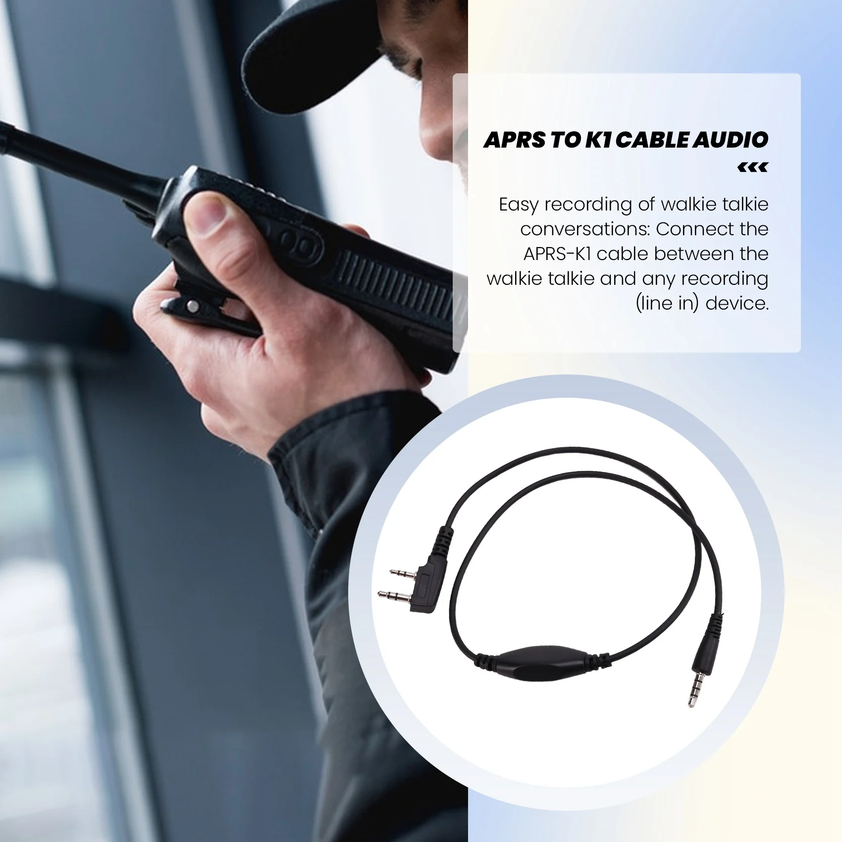APRS to K1 Cable Audio Interface Line Walkie Talkie Connection Cable for APRSpro APRSDroid
