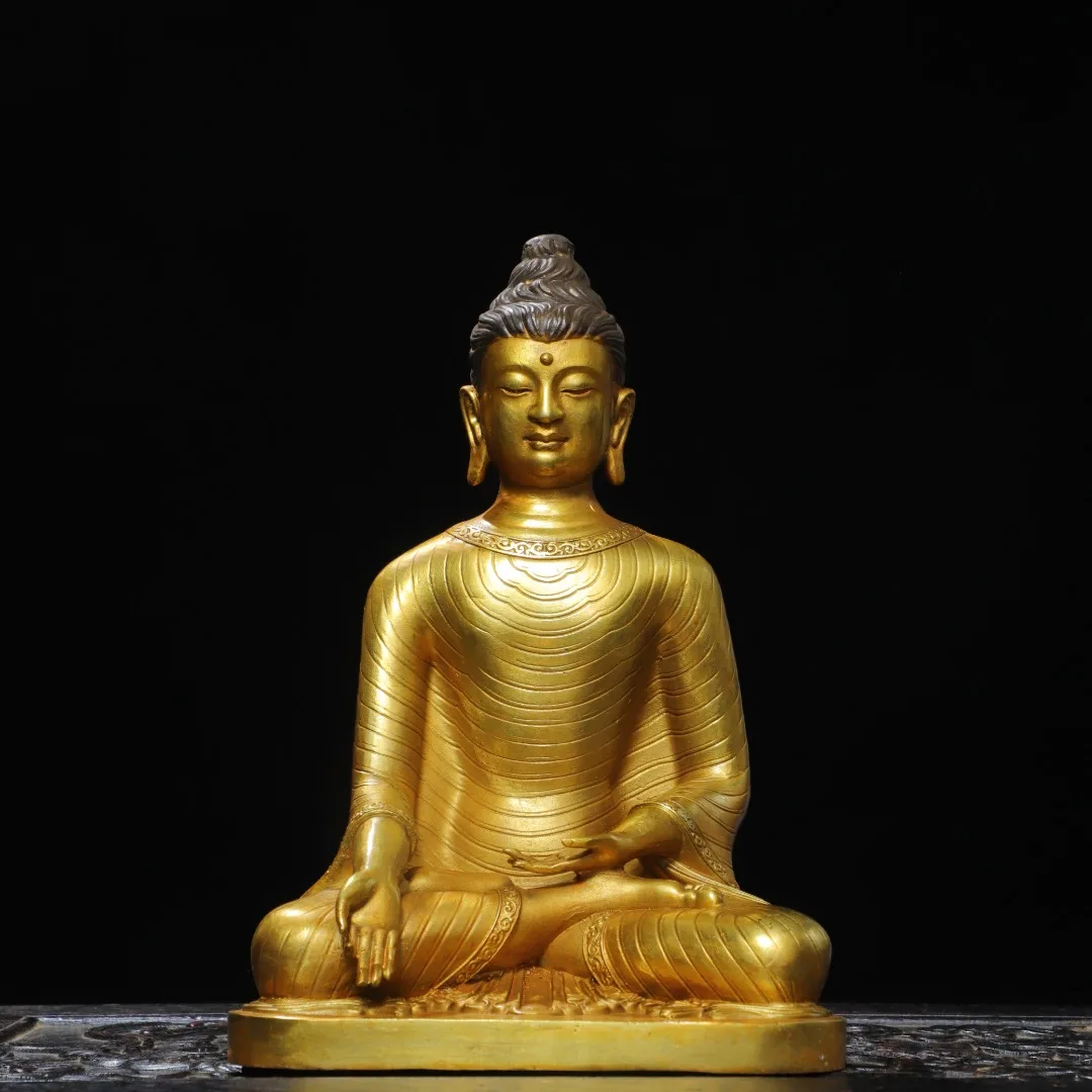 Old Bronze Gilded Cinnabar Northern Wei Buddha Shakyamuni sitting Buddha Amitabha Buddha Worship Hall Town house